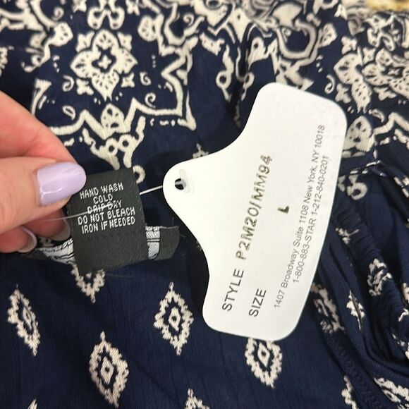 ANGIE Cold Shoulder 3/4 Sleeve Crochet Detailing Blouse Top Size L - Picture 5 of 7